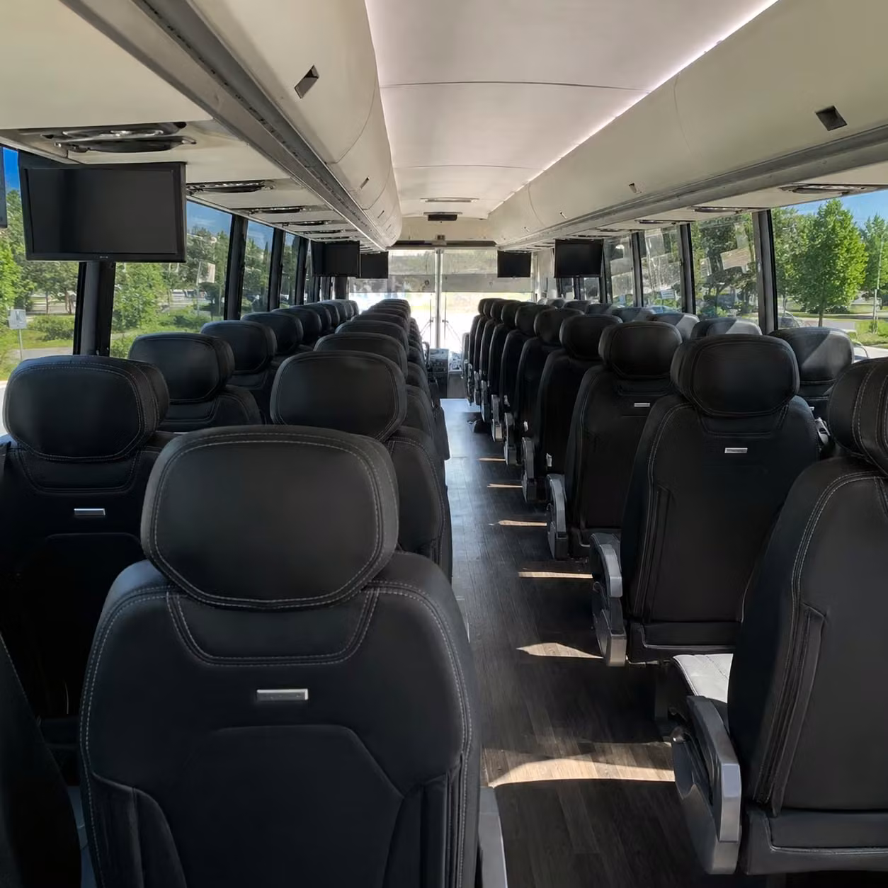 56 passenger charter bus inside